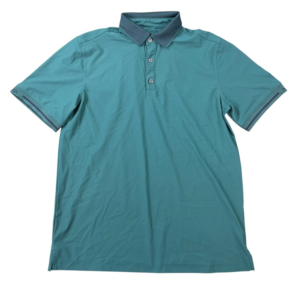 Rhone Mens Teal Short Sleeve Performance Golf Polo Shirt Size S